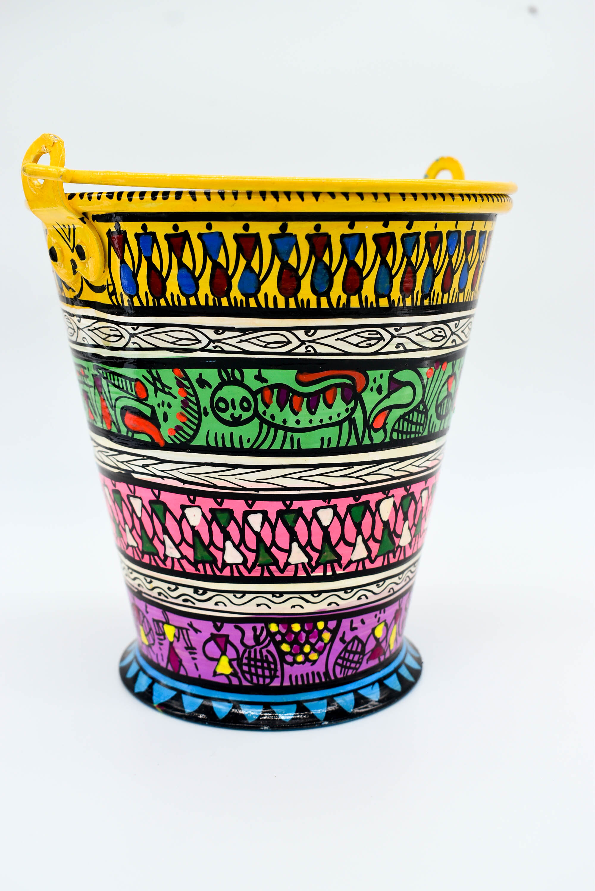 Handpainted Pattchitra Art Bucket/Balti for Decor and Serving