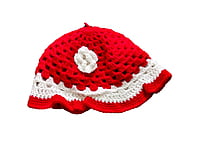 Handknitted red and white woolen poncho with cap for kids between 1 and 2 years || winterwear || beautiful design and excellent finish and amazing crotchet work