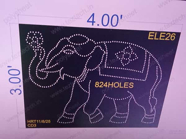 ELE26 ELEPHANT 3X4 FEET 824 HOLES