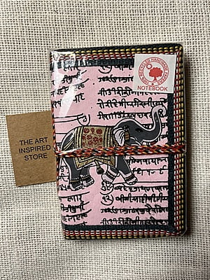 Kaagaz Handcrafted Pocket Notebook | 'Buddha' Print | Light Pink