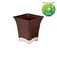 Elite Square Plastic Plant Pot with tray | 9.5 Inch | Indoor & Decorative Planter