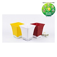 Elite Square Plastic Plant Pot with tray | 9.5 Inch | Indoor & Decorative Planter