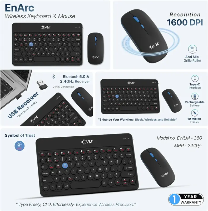 EVM WIRELESS KB & MOUSE COMBO ENARC WLKM & EWLM 360