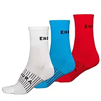 ENDURA COOLMAX RACE SOCKS-3 PACKS (WHITE/BLUE/RED)