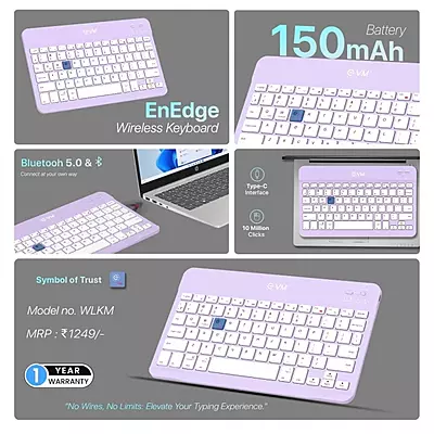 WIRELESS KEYBOARD RECHARGEABLE EVM ENEDGE WLKM (PURPLE)