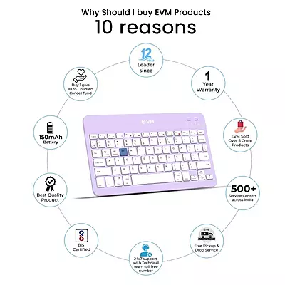 WIRELESS KEYBOARD RECHARGEABLE EVM ENEDGE WLKM (PURPLE)