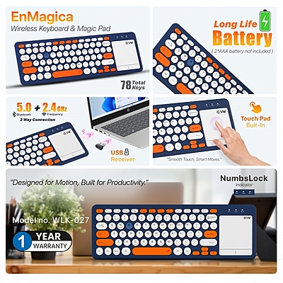 EVM WIRELESS KEYBOARD WITH TOUCHPAD ENMAGICA - WLK-027 EVM WIRELESS KEYBOARD WITH TOUCHPAD ENMAGICA - WLK-027