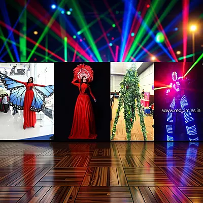 FEMALE STILT WALKERS AND LED