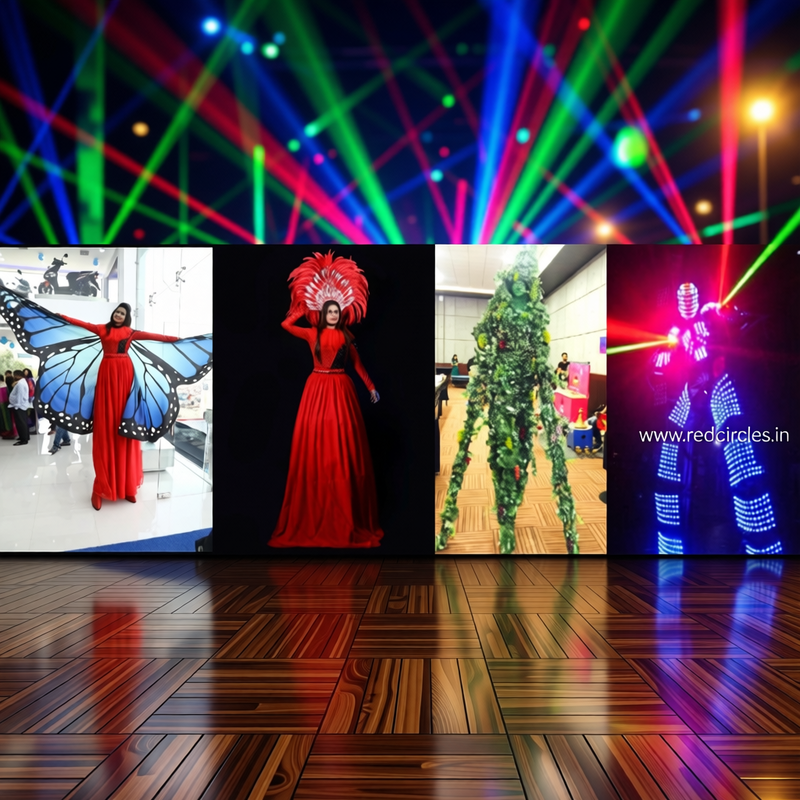 FEMALE STILT WALKERS AND LED