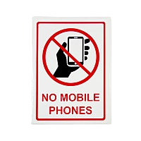 Pack of 3 No Mobile Phone Sign Self Adhesive Labels 80x110mm