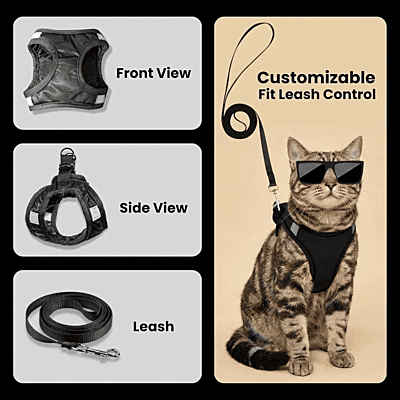 Cat Vest Harness & Leash Set (Velcro)-Large Cat Vest Harness & Leash Set (Velcro)-Large