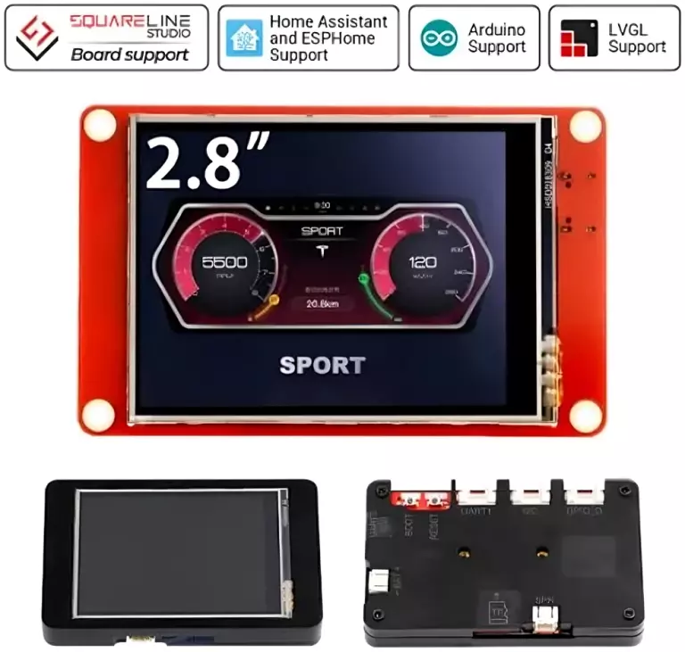 ESP32 CrowPanel 2.8 inch HMI touch-display board with acrylic case