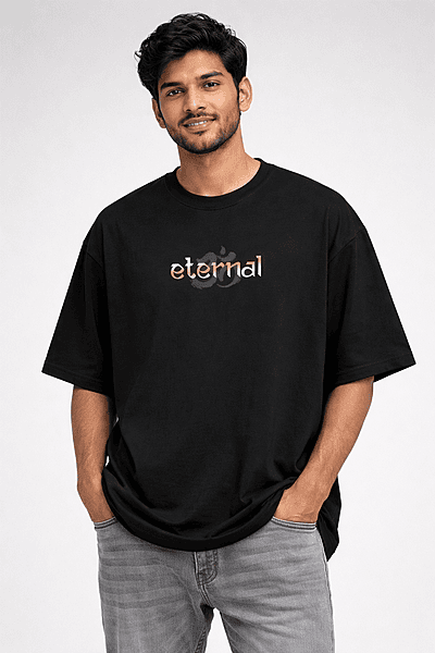 Eternal Om Oversized Black Cotton T-Shirt