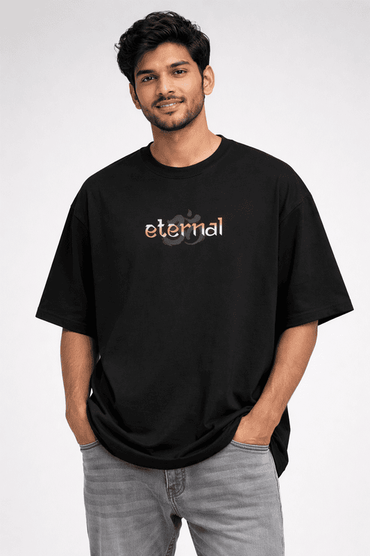 Eternal Om Oversized Black Cotton T-Shirt