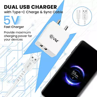 WALL CHARGER EVM DUAL USB WITH TYPE-C CH-04