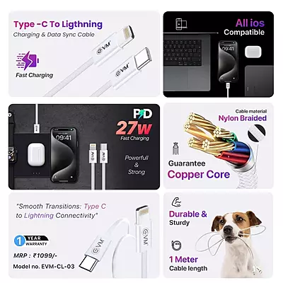 CABLE EVM TYPE-C TO LIGHTNING 27W CL-03