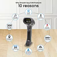 EVM EWBS-018 2D Wired Barcode Scanner – USB, 300 Scans/Sec, Ergonomic Design (Black)