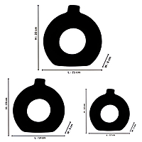 Donut-Shaped Flower Vases for Home Decor, Set of 3 (Light Yellow) Polyresin – 8 Inch