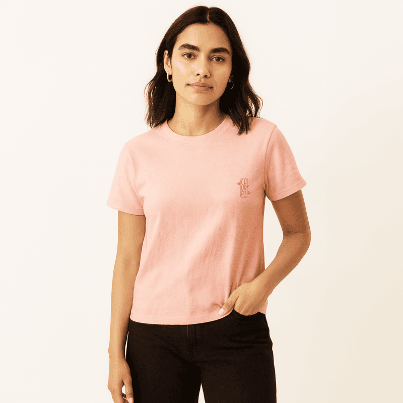 Churrpi Plain T-shirt For Women | Light Pink