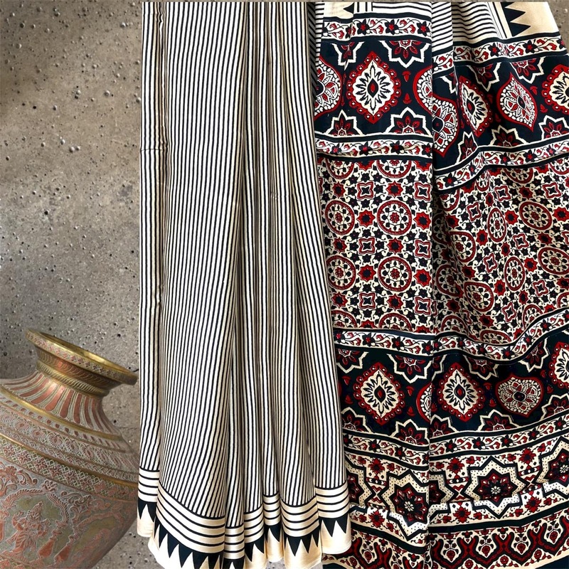 Block Print Modal Silk Saree #8