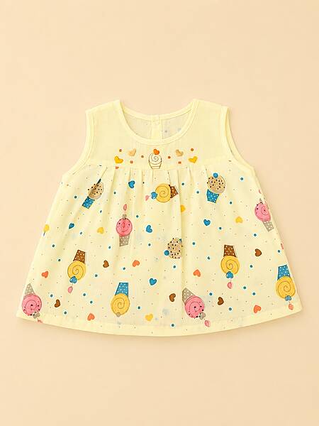 Mithai Cotton Embroidered Baby Frock - (0-6m) Yellow Mithai Cotton Embroidered Baby Frock - (0-6m) Yellow