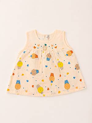 Mithai Cotton Embroidered Baby Frock - (0-6m) Orange
