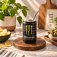 Energy Can Shaped Sipper And Steel Straw