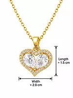 Gold-Tone Heart Pendant Necklace with Clear Crystal-Style Stones