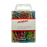 Pack of 100 Assorted Coloured 28mm Paper Clips in Hang Pack