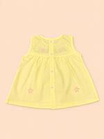 Iyal Cotton Embroidered Baby Frock - (0-6m) Yellow Iyal Cotton Embroidered Baby Frock - (0-6m) Yellow