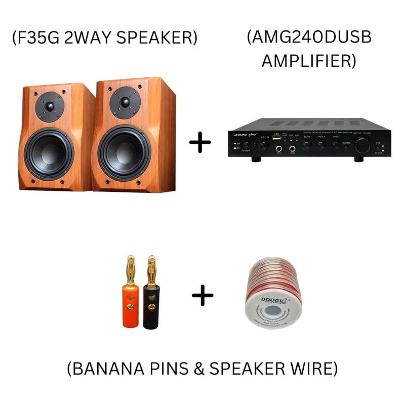 F35G + AMG240DUSB + BANANA PIN + SPEAKER WIRE COMBO SET