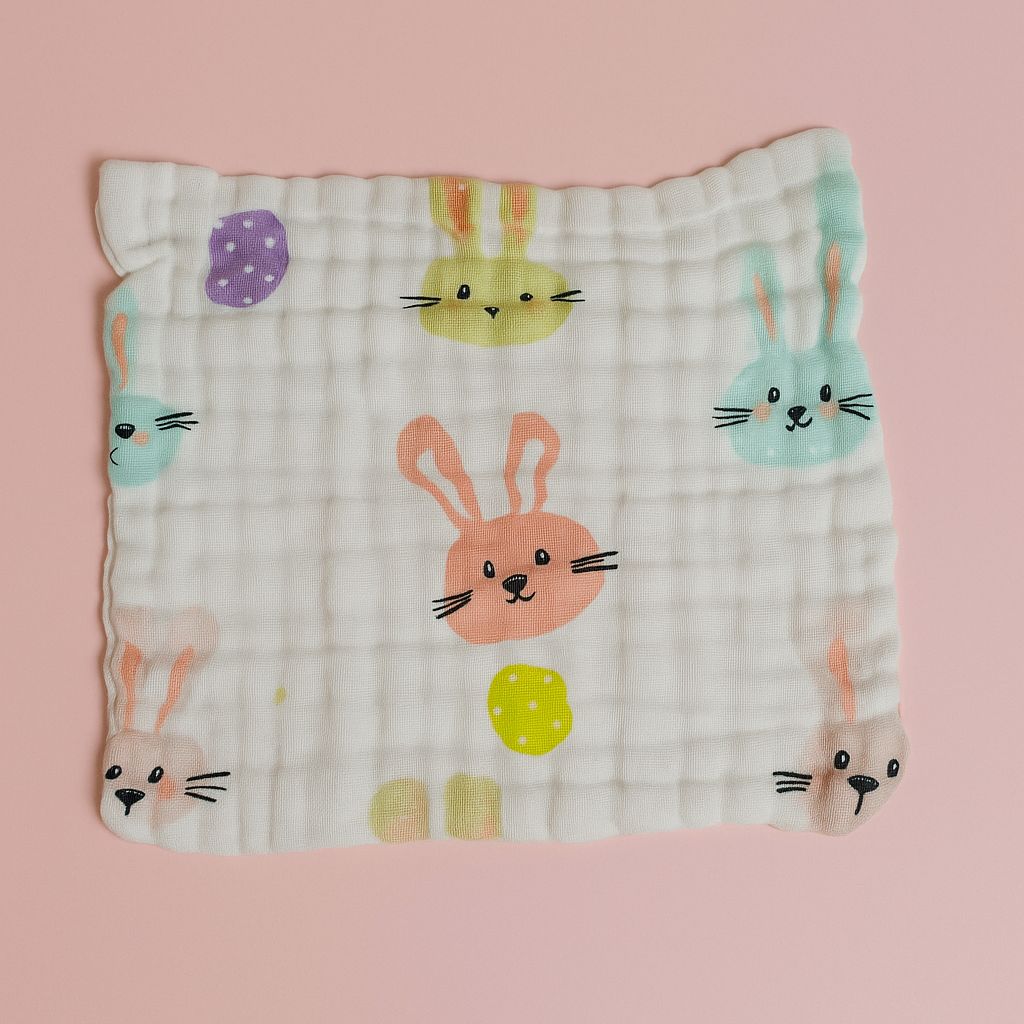 6 Layer Muslin Wash cloth / Face towel - Colour Printed - Pack of 5 (Assorted)