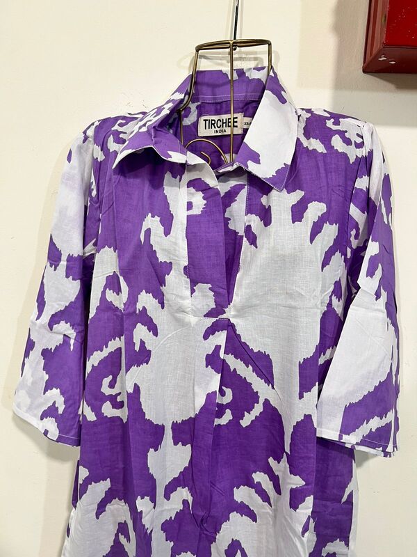 Rajni’s Easy Shirt Dress - Purple & White