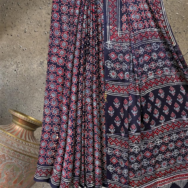 Block Print Modal Silk Saree #4