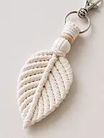 Macrame Leaf Keychain — Ivory, Beige & Blush Pink (Set of 3)