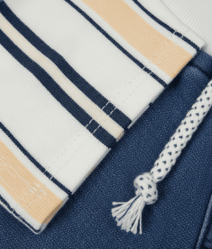 LittleToons Kids Boys 2-Piece Striped Cotton Top & Denim-Look Jogger Set