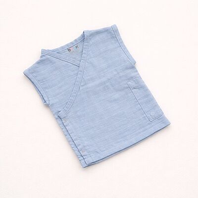 Powder Blue Muslin Side Button Jhabla (3-6m)