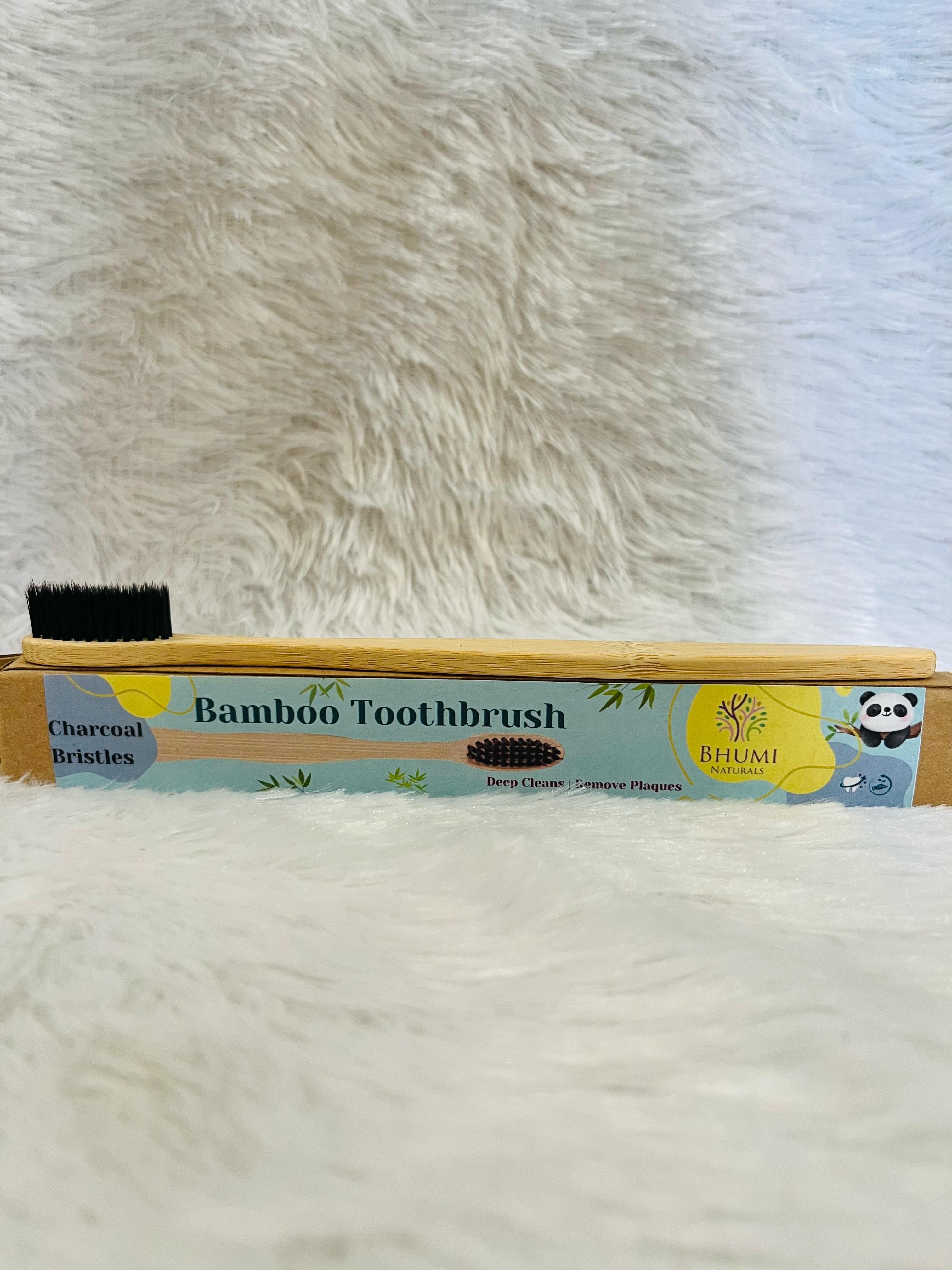 Bamboo Adult Toothbrush- Activated Charcoal Bristles