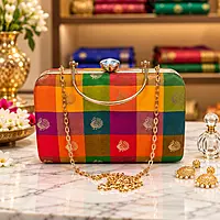 Silk Check Clutches Handmade