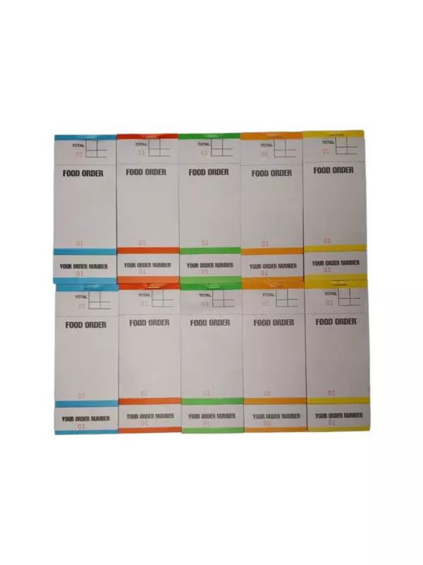 Pack of 10 63mm x 152mm Assorted Coloured Strip Restaurant Service Pads (PAD84)
