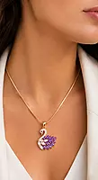 Crystal Swan Pendant Necklace in Gold and Silver-Tone Variants
