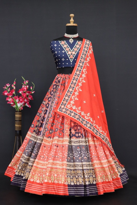 Digital Print Muslin Cotton Lehenga Choli D.44
