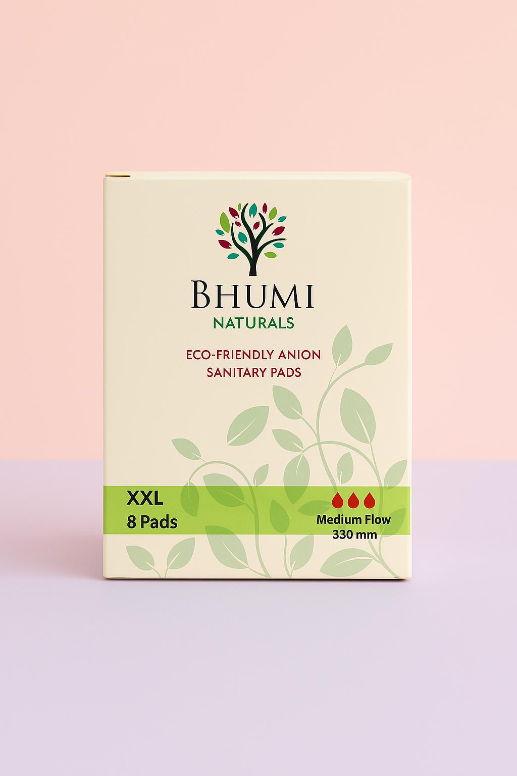 Bhumi Naturals Anion Sanitary Pads - L/ XL/ XXL/ XXXL (8 Pads pack)