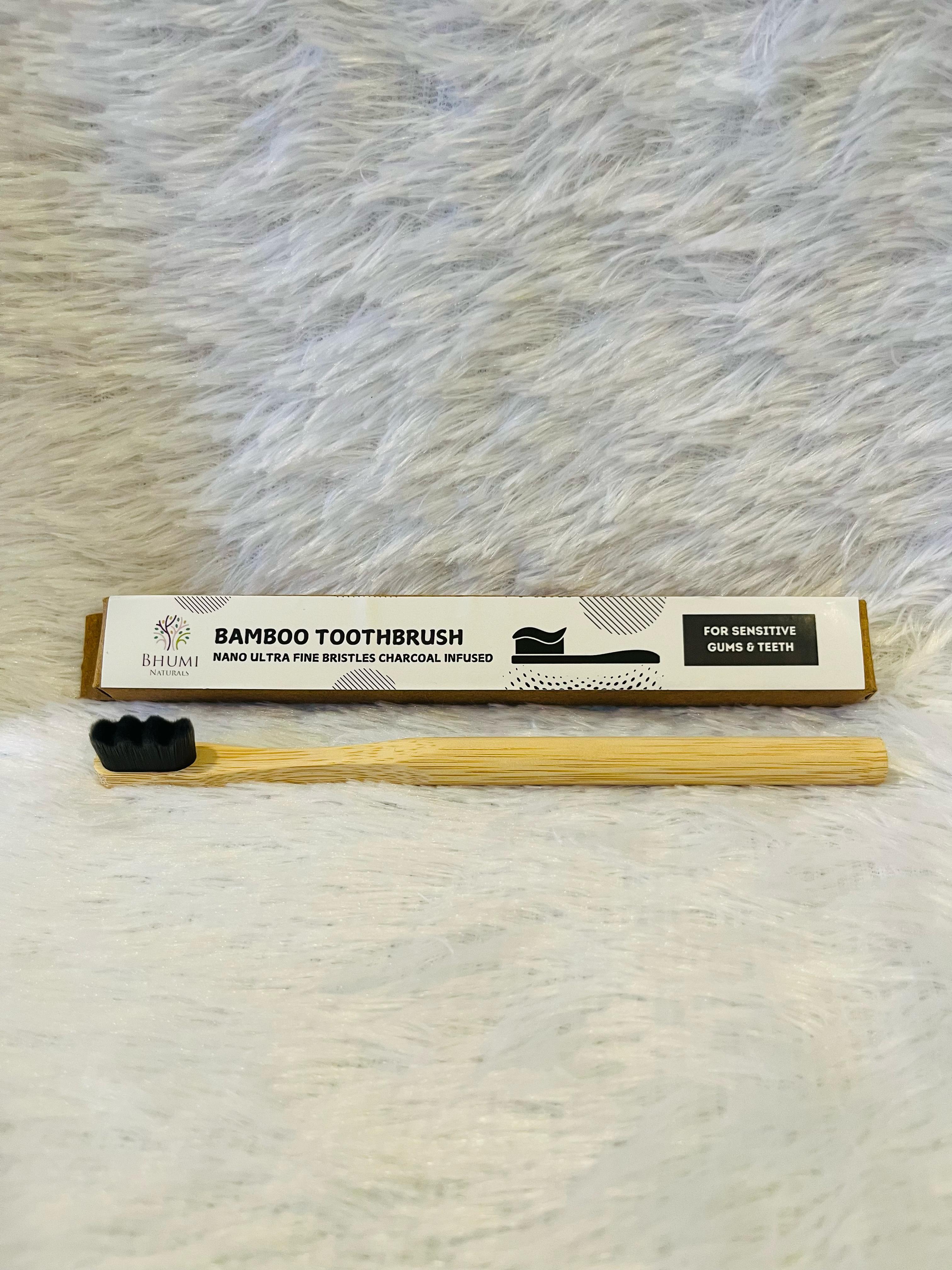 Adult Bamboo Tooth Brush - Zigzag Nano Charcoal Bristles - Pack of 1 Adult Bamboo Tooth Brush - Zigzag Nano Charcoal Bristles - Pack of 1