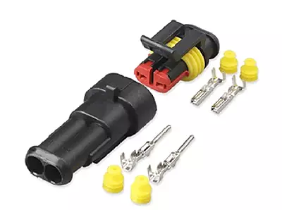 2 Pin Superseal AMP 1.5 Waterproof Automotive Connectors (Male & Female + Terminals + Seals) – IP Rated, RoHS & CE Approved