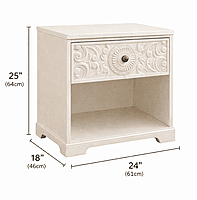 Alaya Carving Bedside Table Marble Top