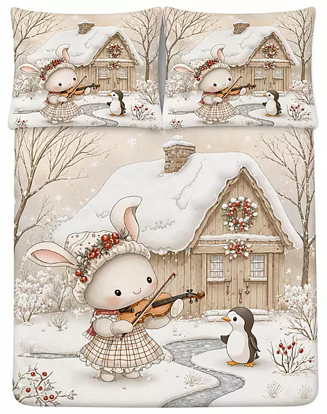 Snow 7D Digital Print Bedsheet Soft, Stylish & Premium Quality Bed Sheet King-225 x 250 CM)