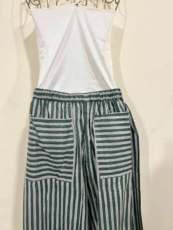 Anya's Flared Lounge pants - Dark Green Stripes