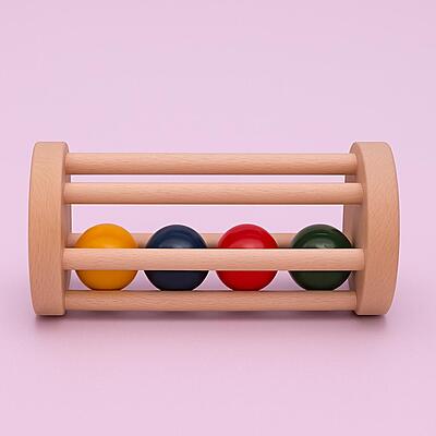 Wooden Rolling Rattle – Sensory & Motor Skill Development Toy for Infants Wooden Rolling Rattle – Sensory & Motor Skill Development Toy for Infants