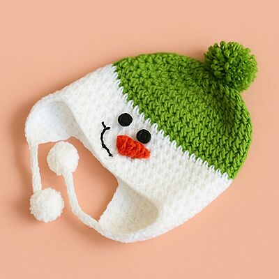 Snowman Earflap Cap (6–12 Months)